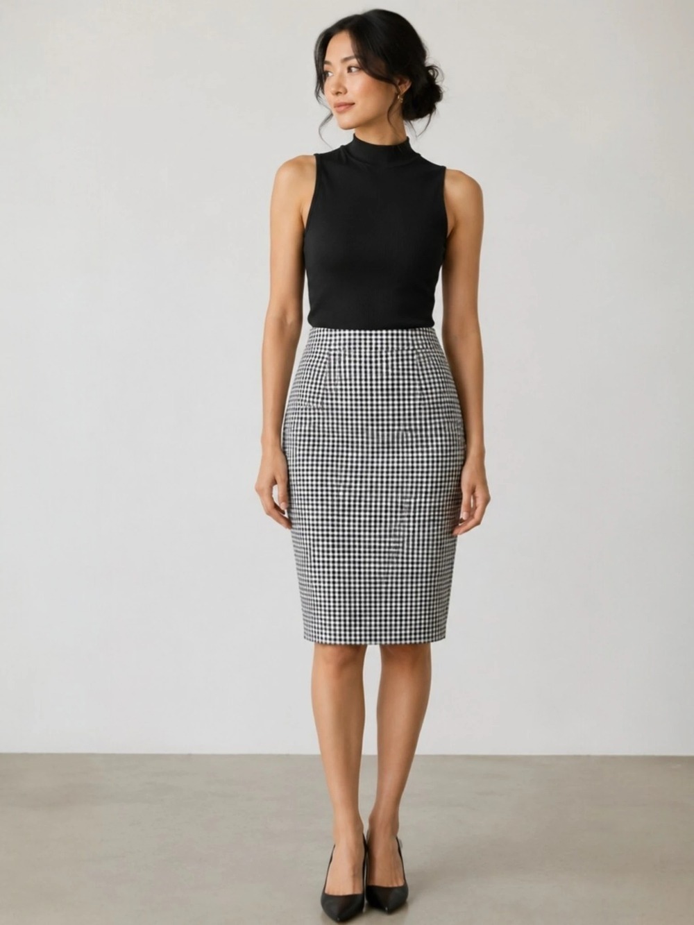 NYCC New York Clothing Company Black & White Gingham Pencil Skirt – Medium